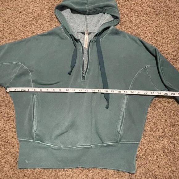 FP MOVEMENT Free People Heather Green Hooded Sweatshirt w/ Kangaroo Pockets Sz S - Picture 5 of 8
